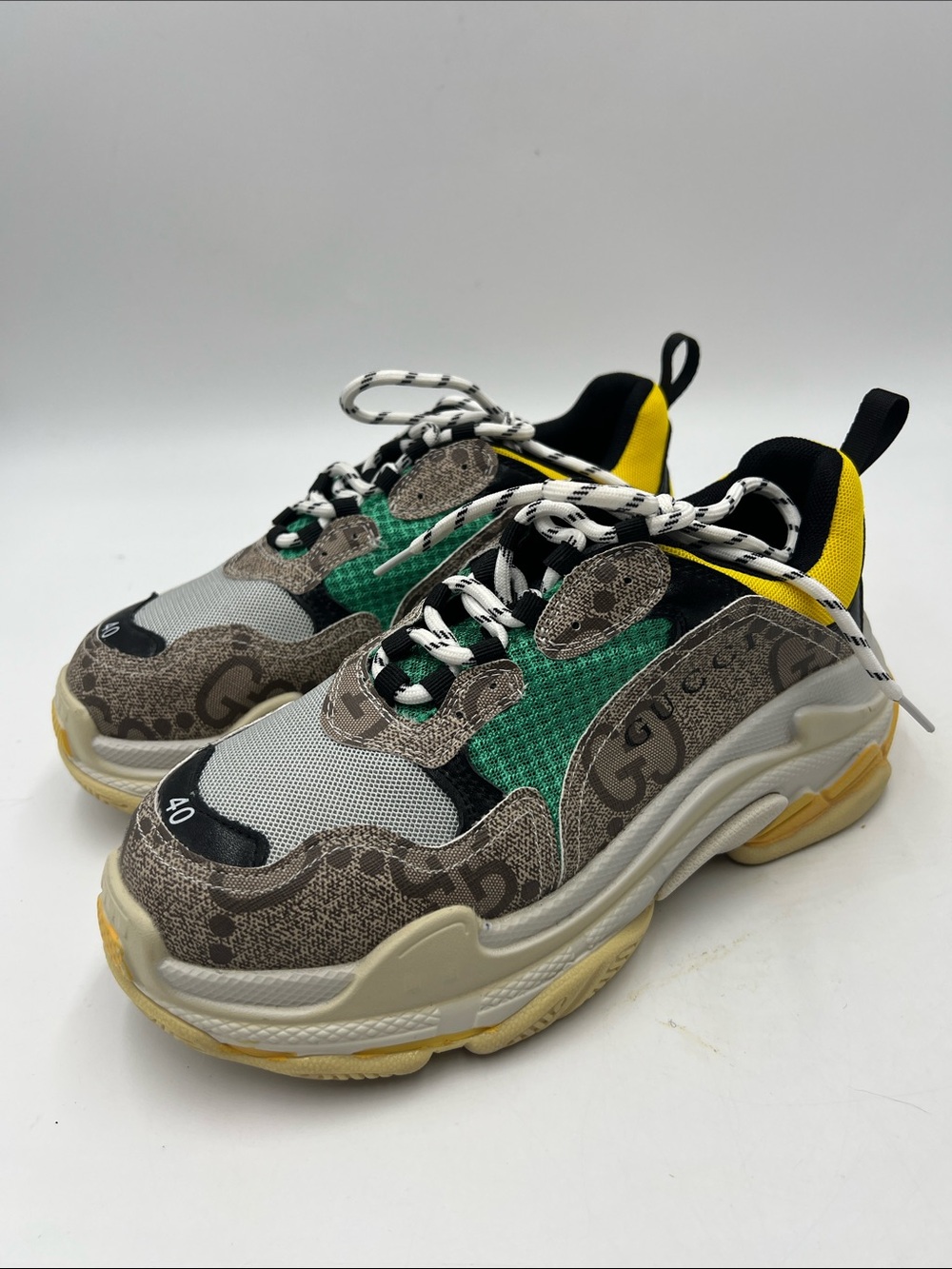 The Hacker Project Triple S Chunky Sneakers in Brown, Green & Yellow